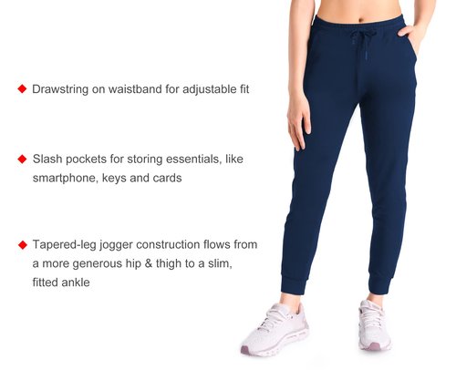 Yogipace Petite Women's Lightweight Anti-Shrink Active Joggers Lounge Sweatpants Yoga Jogger Pants,25",Dark Blue,Size XL