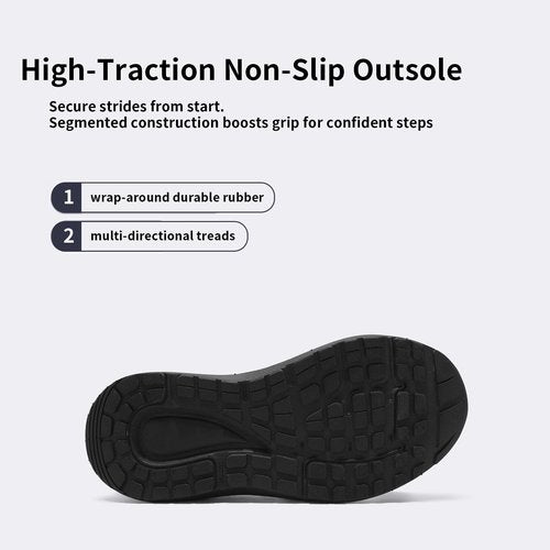 ARTOPEAK Kids Slip-On Tennis Shoes for Boys Girls Orthopedic Athletic Sneakers with Arch Support Gym, Running & Sport Cushion Shoes Black Size 2