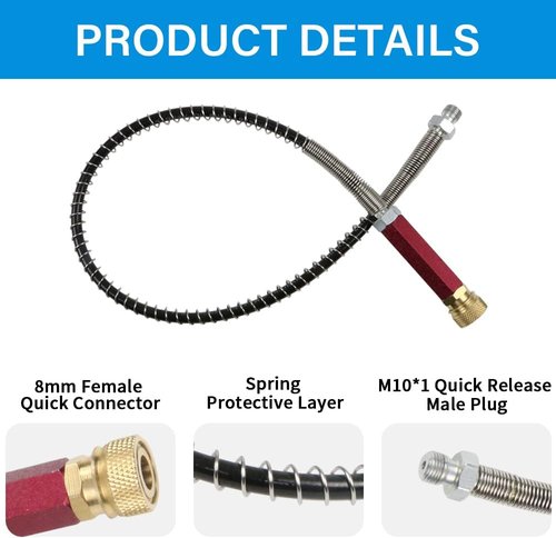 High Pressure PCP Hose by [Brand Name] - 20 Inches, 4500 PSI with Water-Oil Separator & 8mm Quick Connector