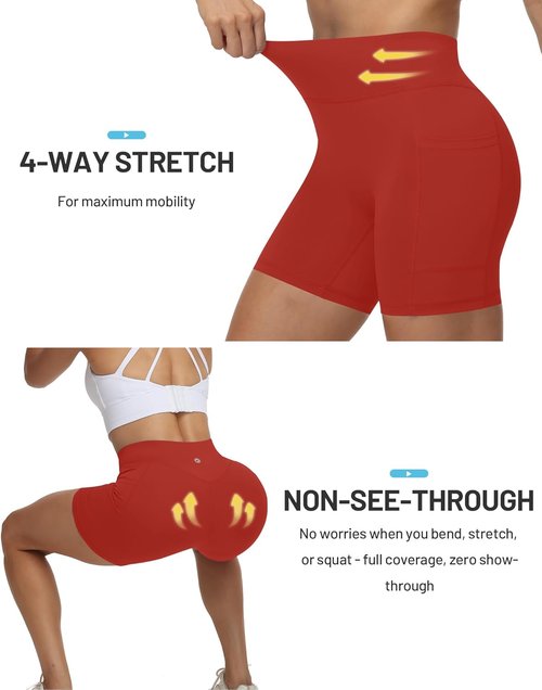 Moozava Women's Biker Workout Shorts - High Waist Tummy Control | 8"/5"/3" Spandex with Pockets for Gym & Yoga