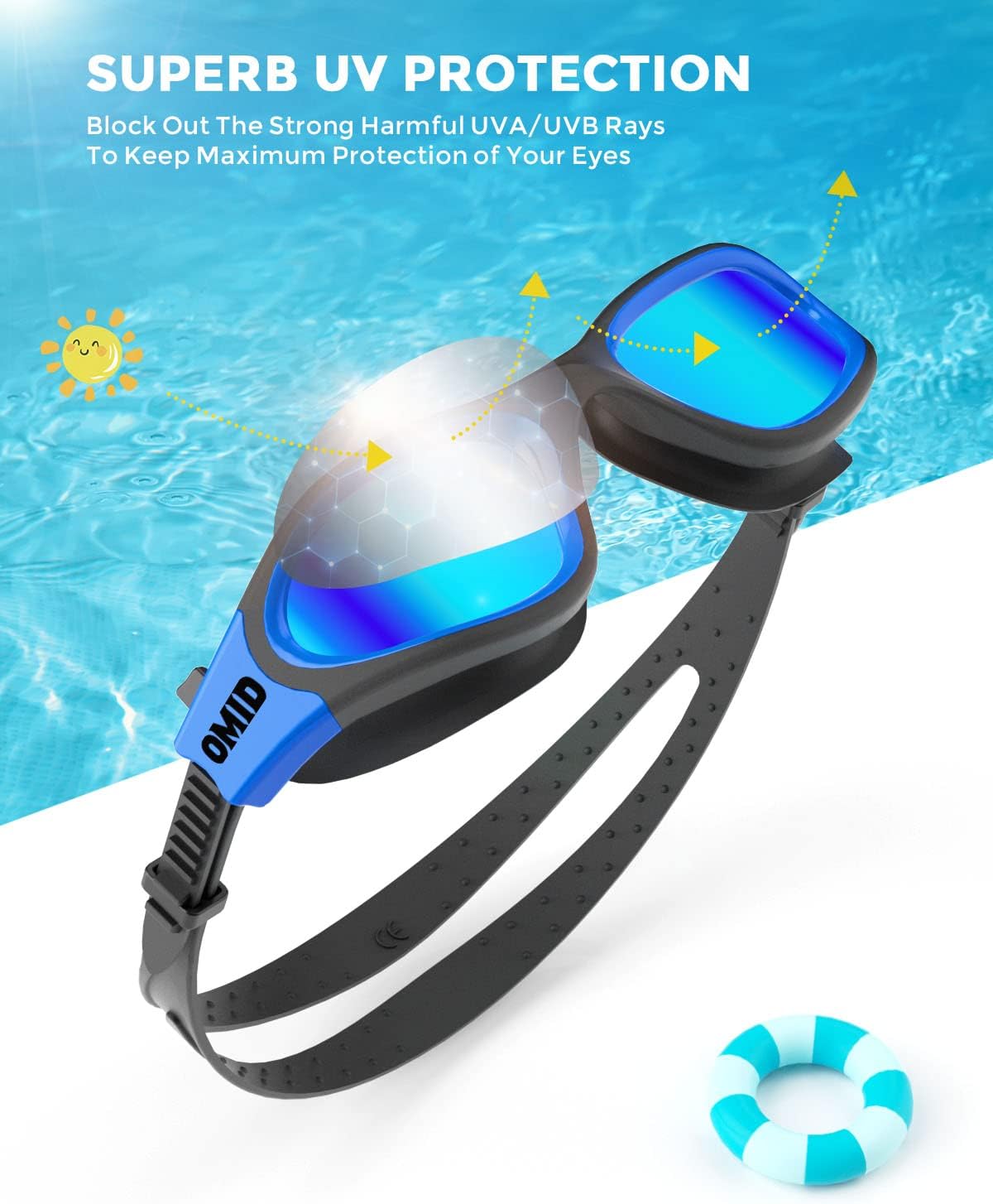 OMID Kids Swim Goggles - Comfortable Polarized Design for Ages 6-14 | 2 Pack Set