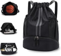 Skiennix Drawstring Backpack - Water Resistant Sports Gym Bag with Shoe Compartment | Ideal for Soccer & Basketball