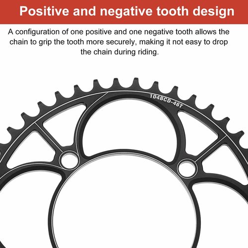 HARFINGTON 110BCD Bike Chainring 46T 7/8/9/10/11/12 Speed 191.78mm Diameter Round Aluminum Narrow Wide Tooth Bike Chainwheel for MTB Road Bike, Black