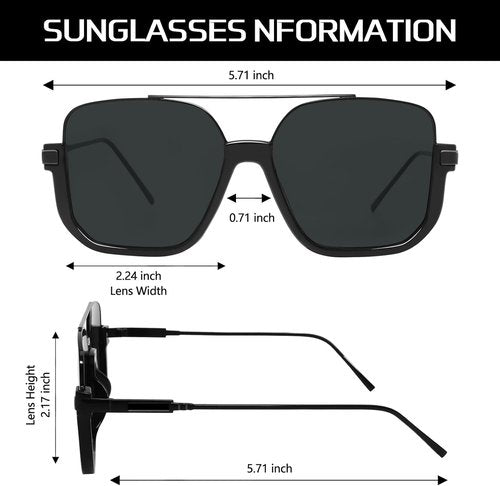 GUVIVI Retro Oversized Aviator Sunglasses - Trendy 70s Double Bridge Pilot Shades for Men & Women