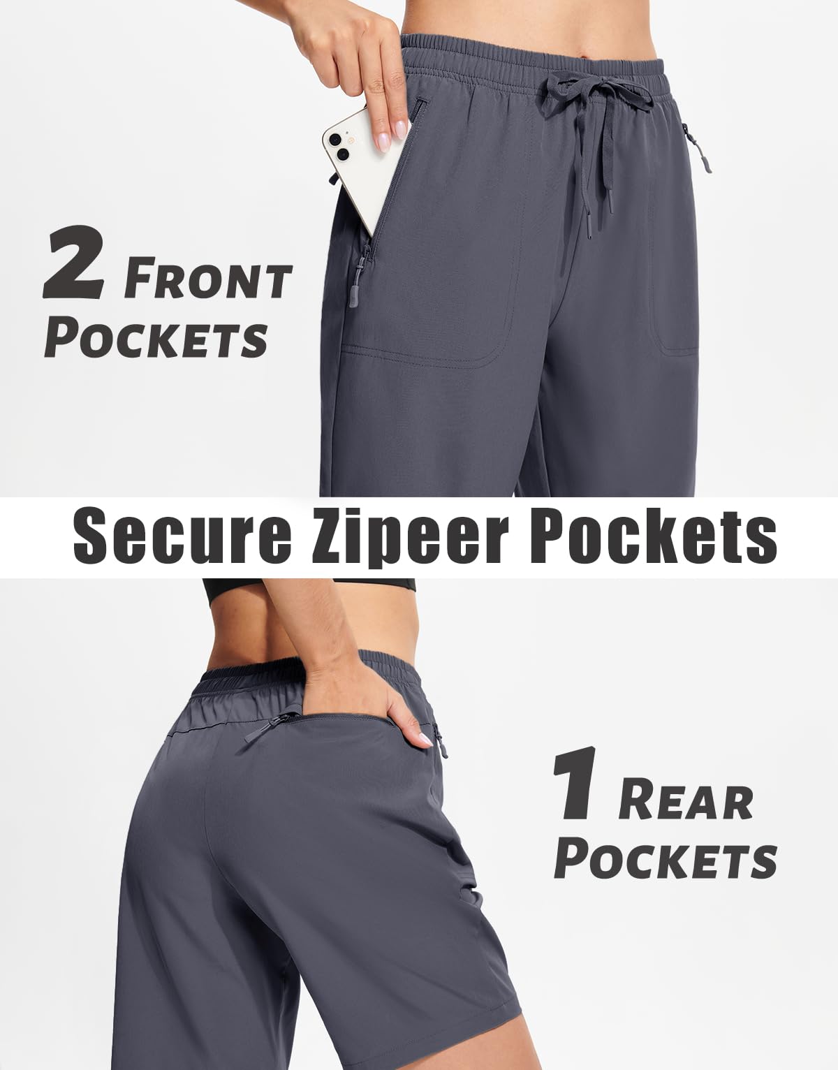 MAGCOMSEN Hiking Shorts for Women Quick Dry with Pockets Lightweight Water Resistant Athletic Golf Dark Grey S