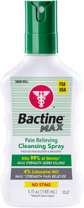 Bactine Max Antiseptic Spray - Pain Relief with Lidocaine, No-Sting Formula, 5oz