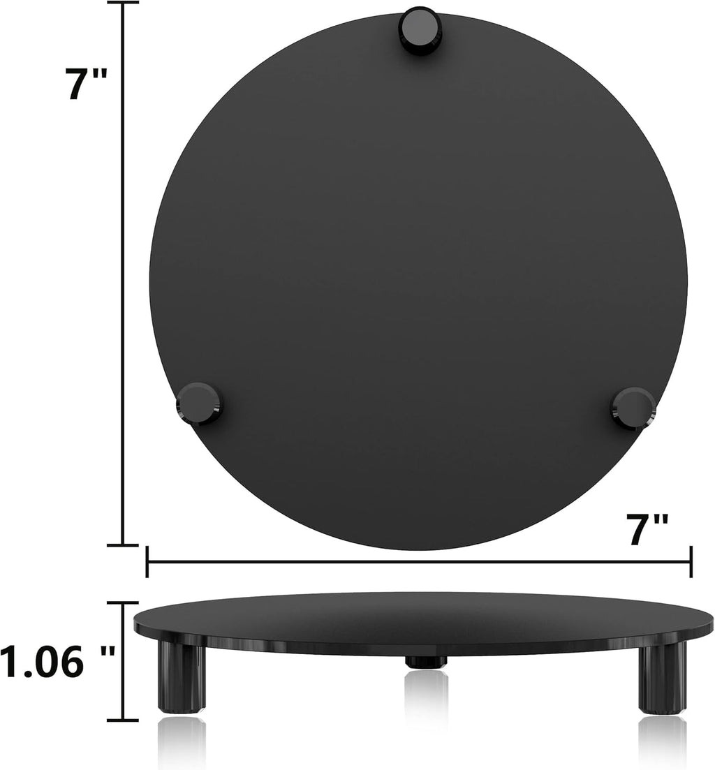 SVENJBB Black Round Pedestal Riser Board - 7 Inch 2-Pack Acrylic Display Stands for Home Décor