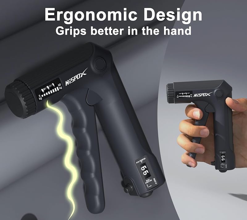 Grip Strength Trainer with Adjustable Resistance - 22-132lbs, 2-in-1 Forearm & Finger Exerciser - Black (Variation: Black)