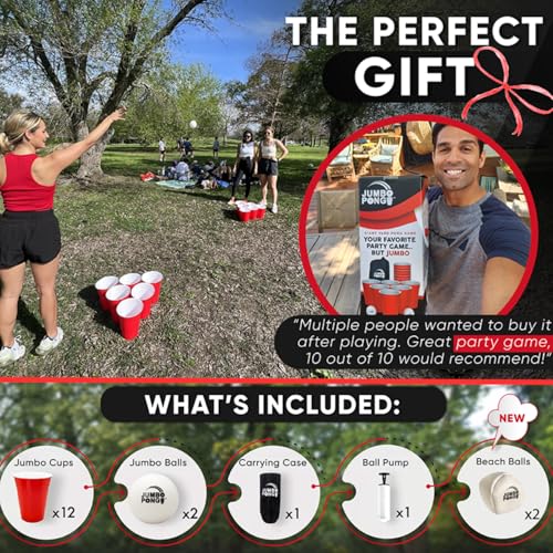 Giant Yard Pong Set - Durable Outdoor Indoor Lawn & Beach Games with Balls & Pump