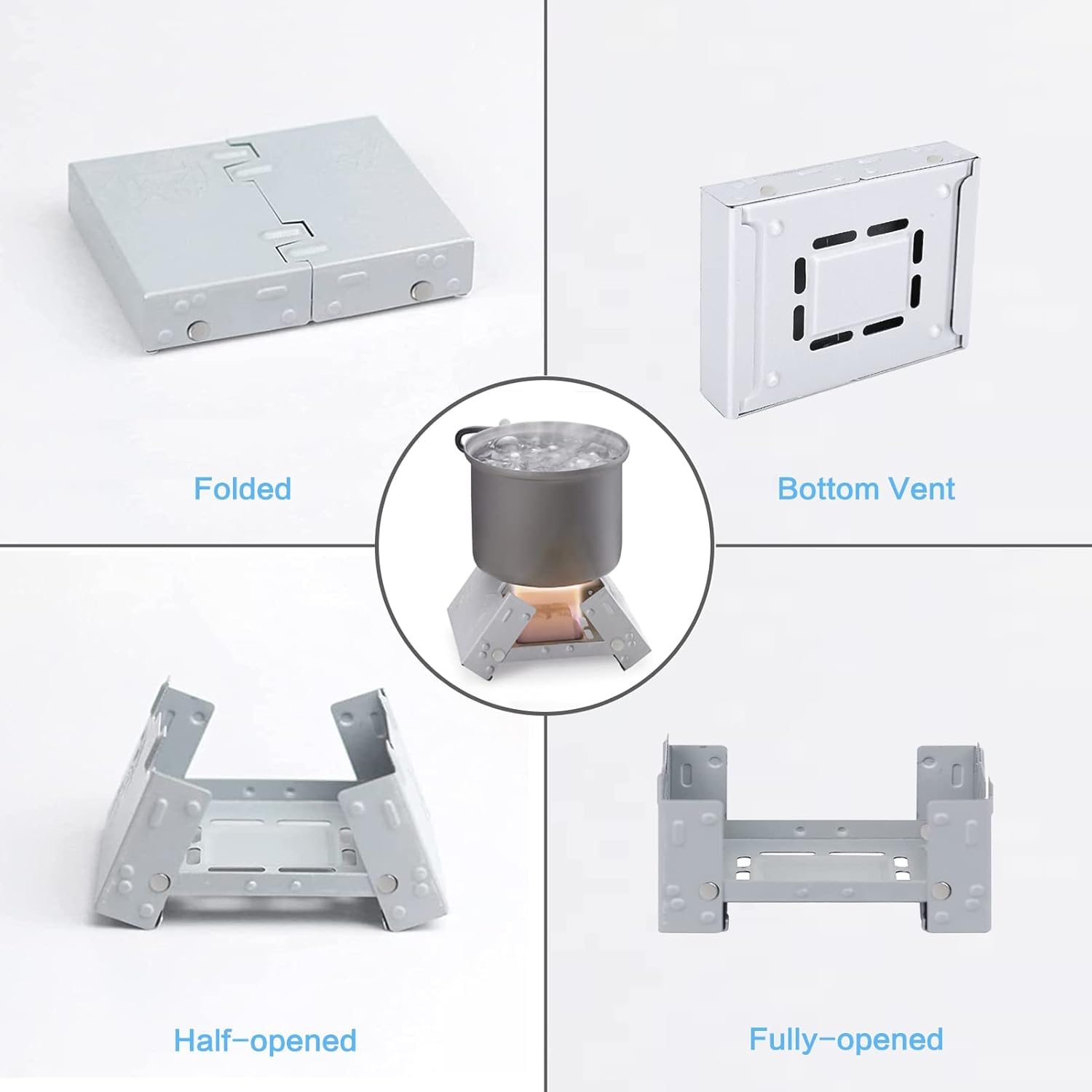 Solid Fuel Tablet Pocket Stove, 2 PCS Backpacking Folding Pocket Stove Outdoor Travel Portable Stove Ultralight Alcohol Camping Stove For Hiking, Camping