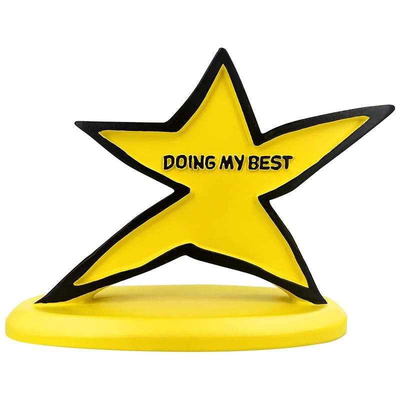 Doing My Best Yellow Star Trophy - Desk Ornament Gift for Students & Employees