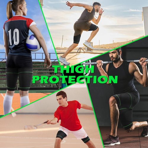 Thigh Compression Sleeves Hamstring Support: 20-30 mmhg Anti Slip Thigh Sleeve by Beister (Pair), Leg Brace Wrap for Sore Hamstring, Groin, Muscle Sprains, Tendinitis, Workouts, Sciatica Pain