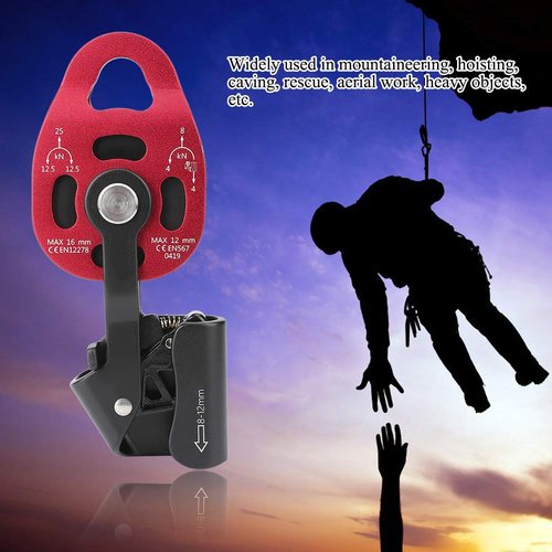 Shanbor Climbing Pulley,4KN Aluminium Heavy Duty Single Swivel Rope Pulley Block for 8-12mm Rope Climbing Pulley