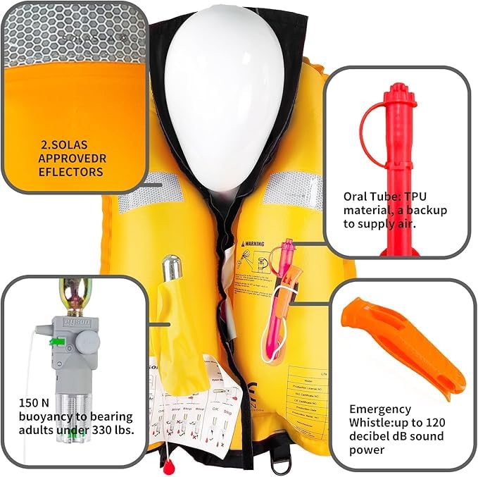 Pink Camouflage Inflatable Life Jacket for Adults - Auto-Inflate PFD Support 330 lbs
