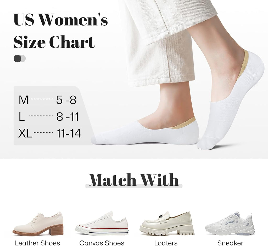 Wernies No Show Socks for Women - Non-Slip Flat Boat Line | 4/8 Pairs Available
