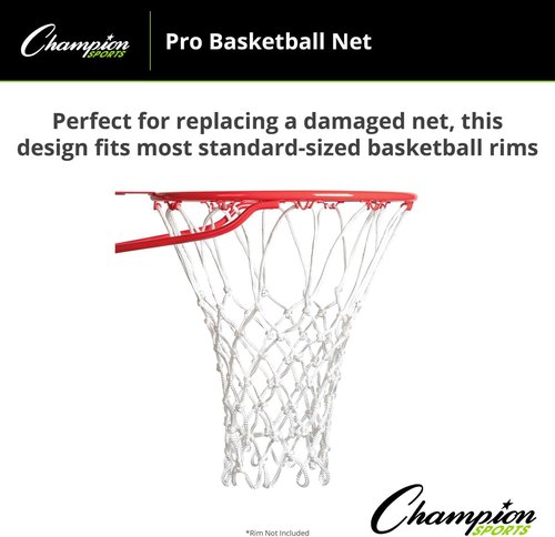 Champion Sports Basketball Net - 7mm Non-Whip Loops - Durable 250g - White Color