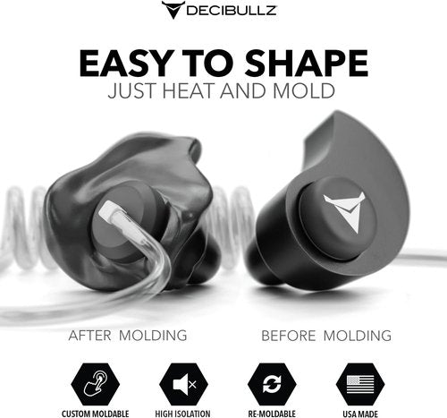 Decibullz Custom Molded Earpiece Set - Thermo-Fit Design for Clear Acoustic Tube Radios