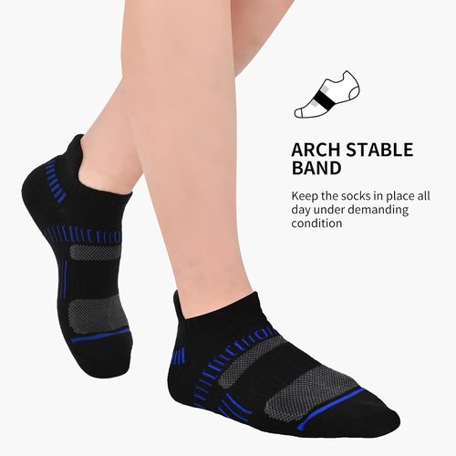 COOPLUS Men's Ankle Socks - Cushioned, Breathable Low Cut with Arch Support | 6 Pairs