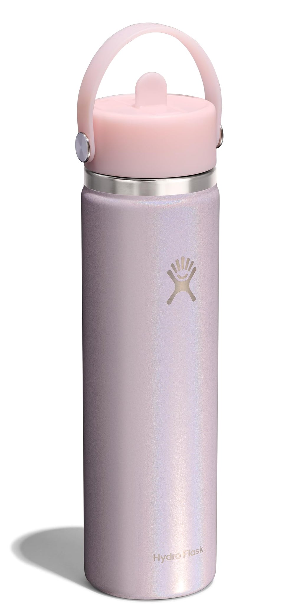 Hydro Flask Water Bottle - Insulated Stainless Steel - Wide Straw Lid, Non Spill, Leakproof in 24 Oz Glimmer Pink