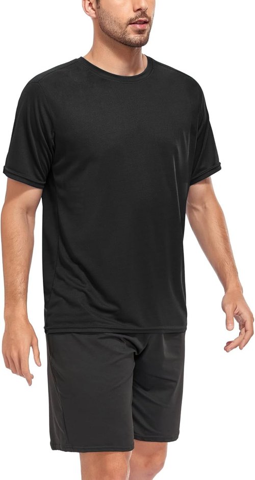 Kinglaman Men's Mesh Workout Shirts - Quick Dry Athletic Short Sleeve T-Shirts | Moisture-Wicking Fabric