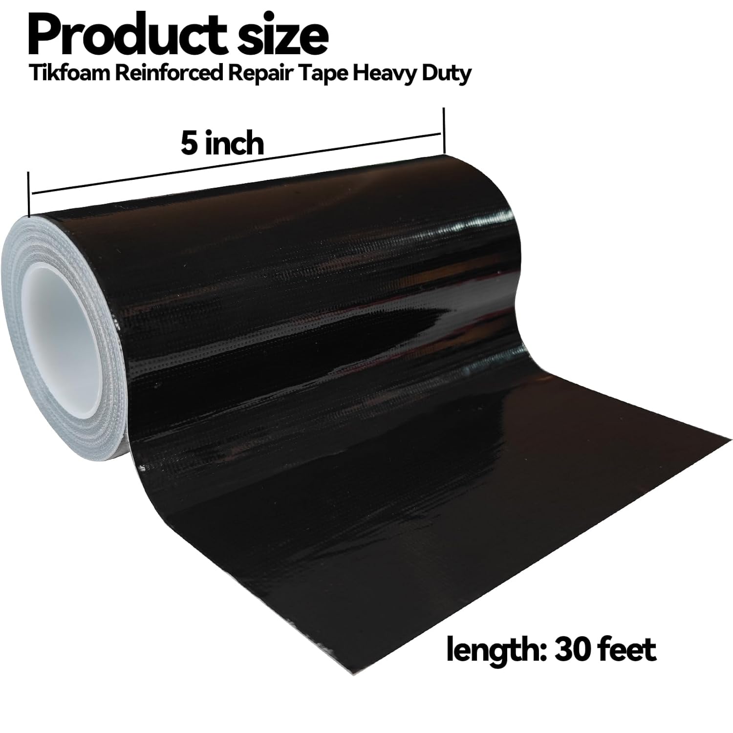 Tikfoam RV Awning Repair Tape - Waterproof Tear Repair Patch Kit for Tents & Covers | 5 Inch x 30FT, Reinforced Black