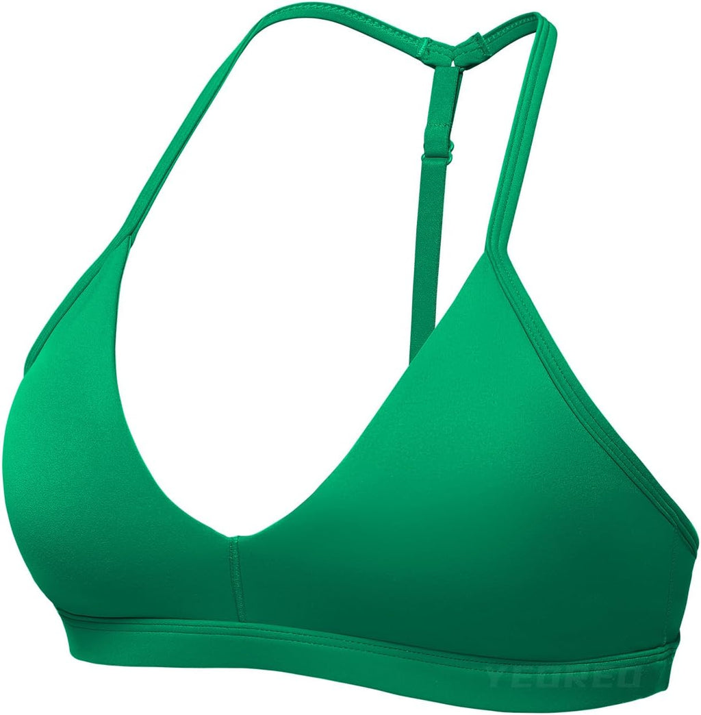 YEOREO Sports Bras for Women - Strappy Padded Halter Design | Light Impact Deep V Neck Yoga Tops