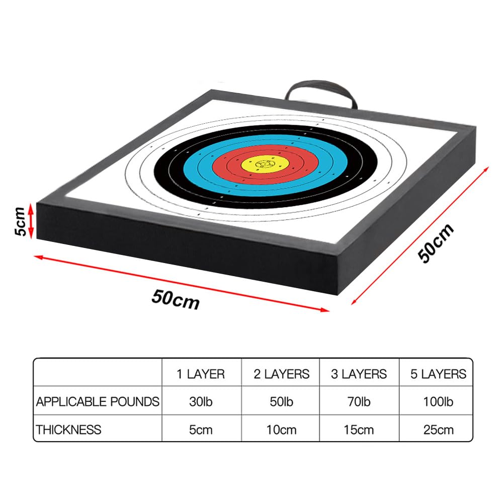 - QI HUO JU - 20'' Archery Foam Target Durable Bow and Arrows Targets for Backyard, High-Density EVA Foam Practice Shooting Targets for Adult & Youth, Include 5 Target Papers, 4 Pins