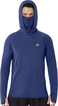 Isnowood Men's UPF 50+ Fishing Sun Hoodie - UV Protection Long Sleeve Shirt with Mask for Outdoor Activities