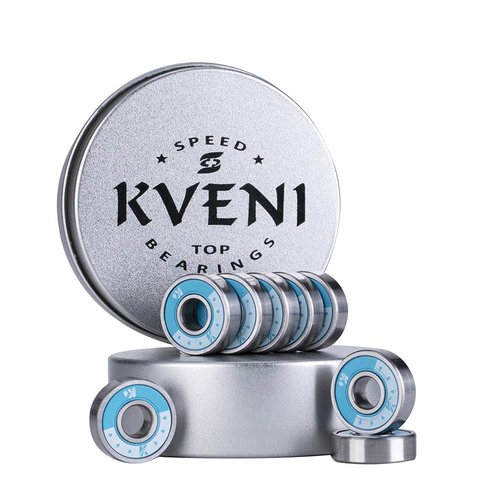 KVENI Ceramic Skateboard Bearings, Premium 608rs Ball Bearing - Pro Longboard Bearings for Quad Skate, Inline Roller Blades, Scooters, Spinners,ABEC, 8 Pack (Blue_1)