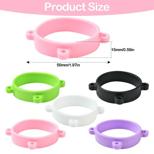 Ipotkitt 5pcs 5 Colors Water Bottle Silicone Rings Round Elastic Rings with 3 Holes Cup Handle Accessories for Home Outdoor Cup Bottle Mug Strap Making