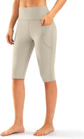 SANTINY Women's High-Waisted Capri Leggings - Knee Length with Pockets for Yoga & Exercise