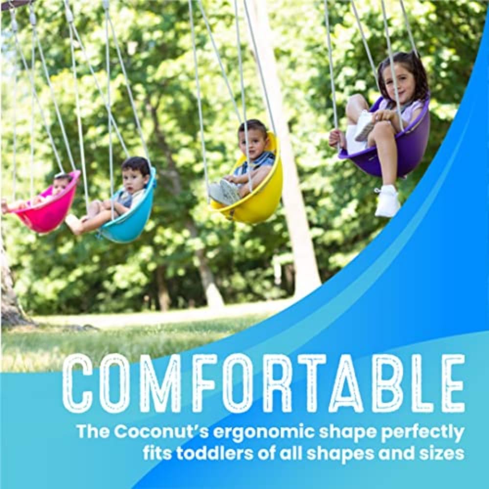 Swurfer Coconut Toddler Swing - Comfy Outdoor Baby Swing with 3-Point Safety Harness | Easy Installation for Ages 6-36 Months