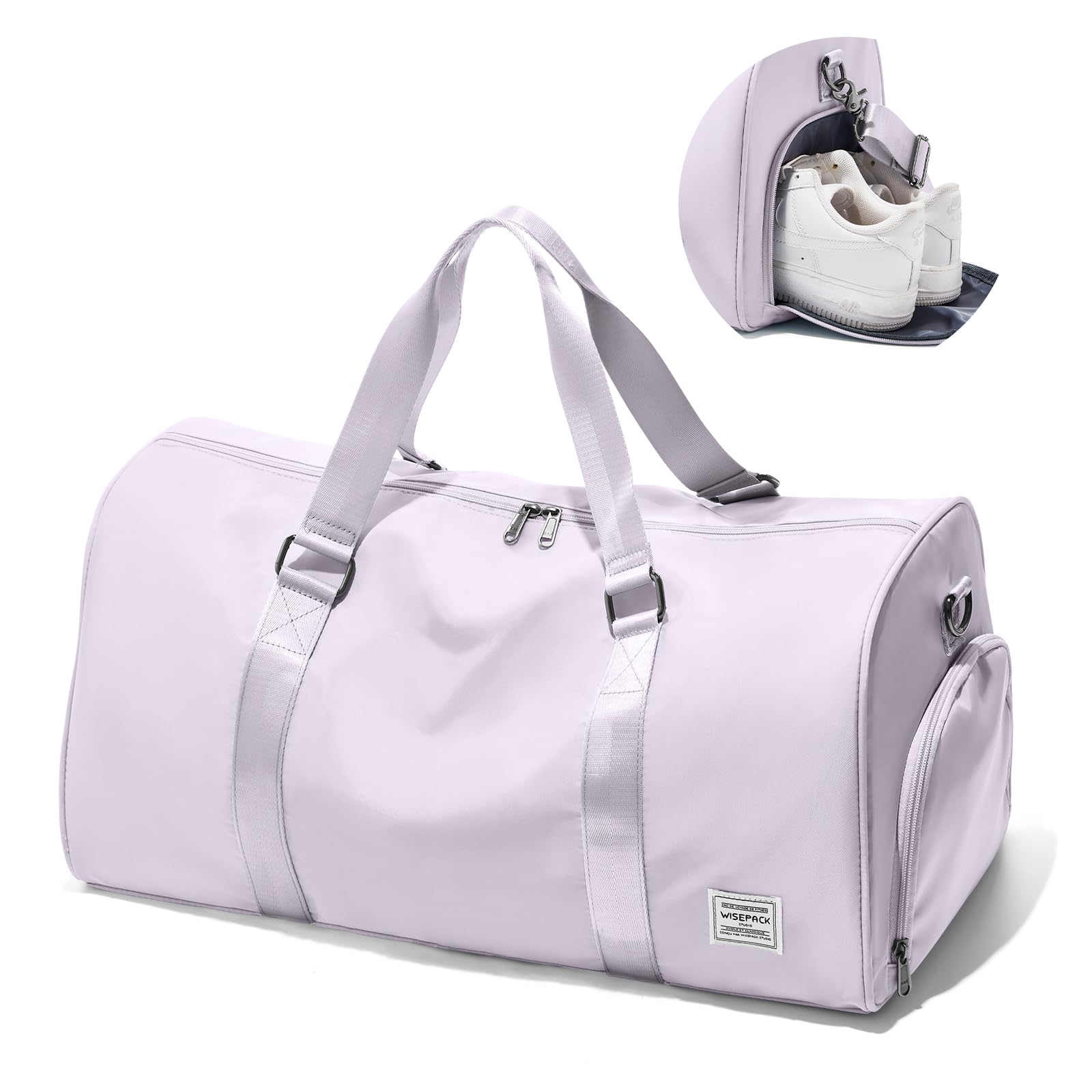 Travel Duffle Bag,Weekender Overnight Bags for Women with Shoes Compartment,Tote Gym Bag Personal Item Carry On Bag for Travel Business Trips Sport Hospital Dance Purple