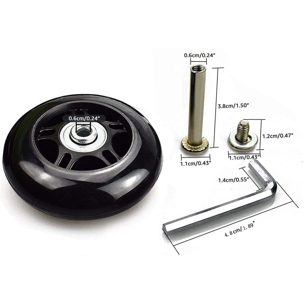 Ricrrover Luggage Suitcase Wheels 70mm x 24mm/2.75"x0.94" w/ABEC 608zz Skate Inline Outdoor Replacement Wheels, One Set of (2) (OD:70 W:24 ID:6 Axles:35 & 40mm)