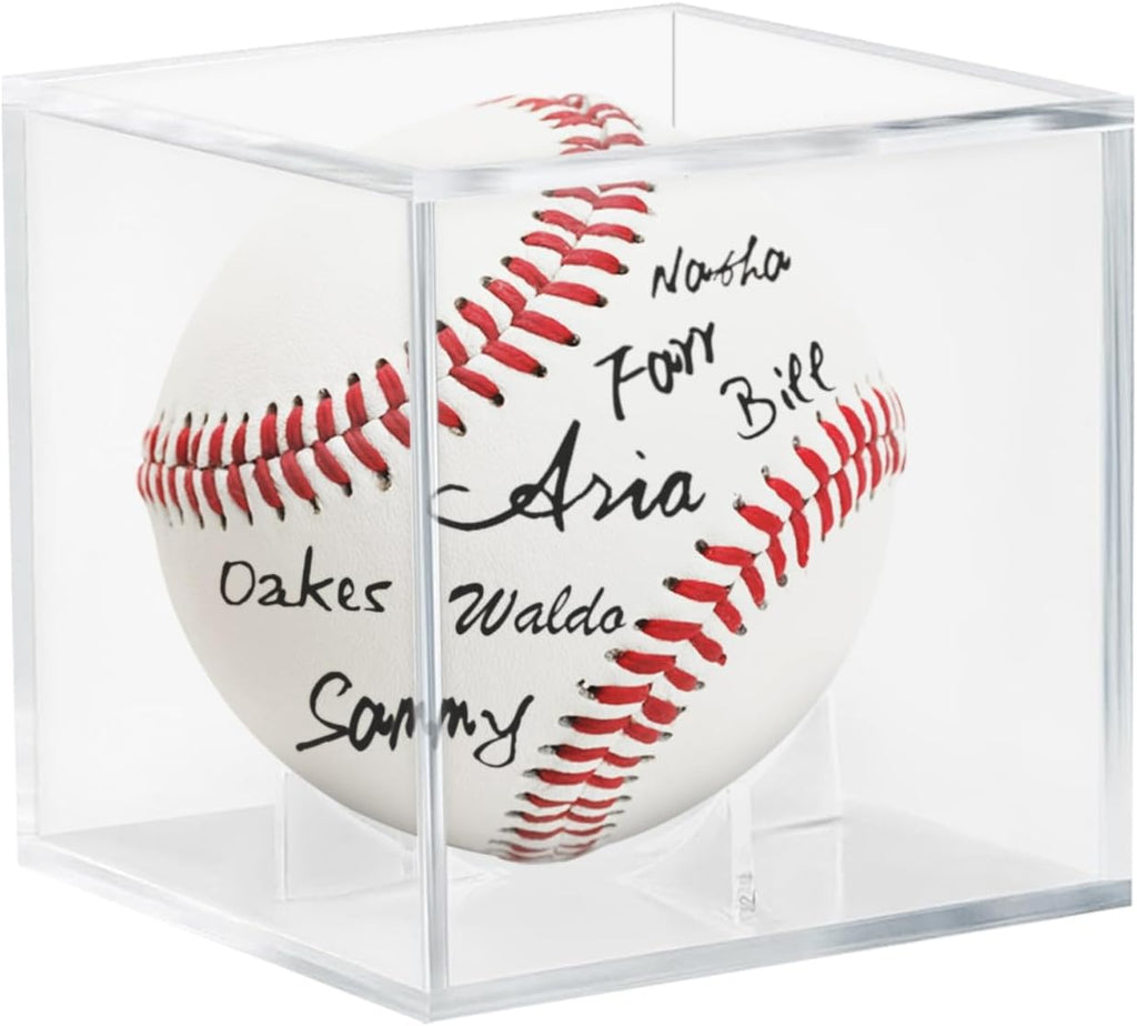 Skiennix Acrylic Baseball Display Case - UV Protected Cube for Autographed Memorabilia | Clear Design