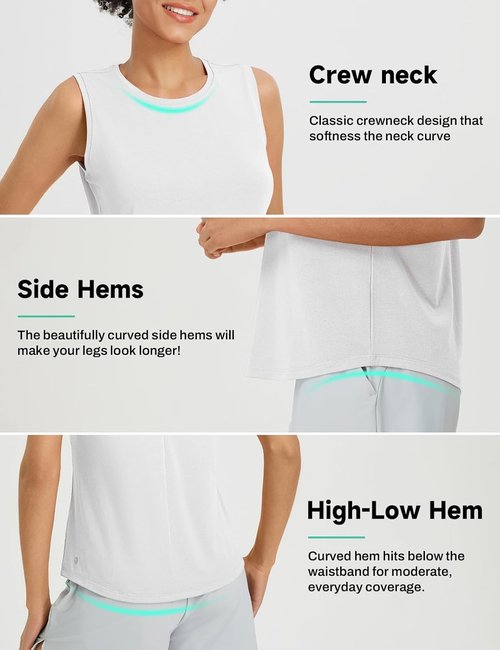 Baleaf Women's High Neck Open Back Yoga Tank Top - Loose Fit Athletic Gym Shirt