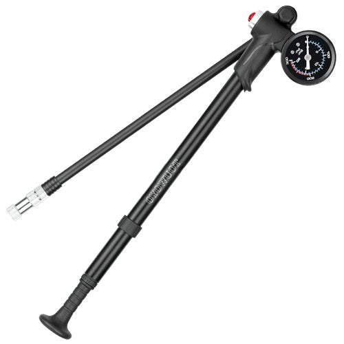 OYOWUOT High Pressure Shock Pump (300Psi), Portable Mountain Bike Pump with Gauge, Mini Air MTB Pump for Front Fork / Rear Suspension with Air Bleed Button, fits Presta & Schrader Valves (Black)