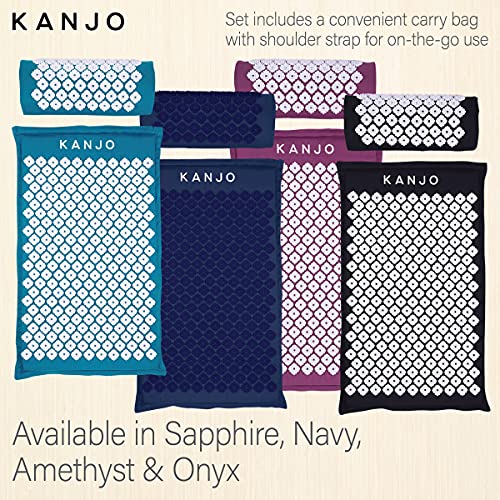Kanjo Sapphire Blue Acupressure Mat & Pillow Set for Back & Neck Pain Relief - Travel Bag Included