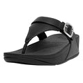 FitFlop Womens Lulu Arch Support Adjustable Leather Toe Post Sandals for Women - Fashion Slip on Flip Flop Footwear for Walking, Comfortable Non Slip Platform Sandal, All Black, 7.5