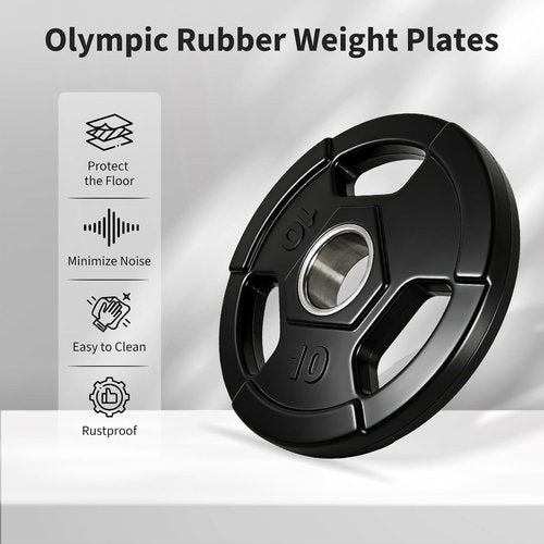 Garvee Olympic Weight Plates - Rubber Encased Iron, Low Noise & Floor Protection, 10-55 lbs