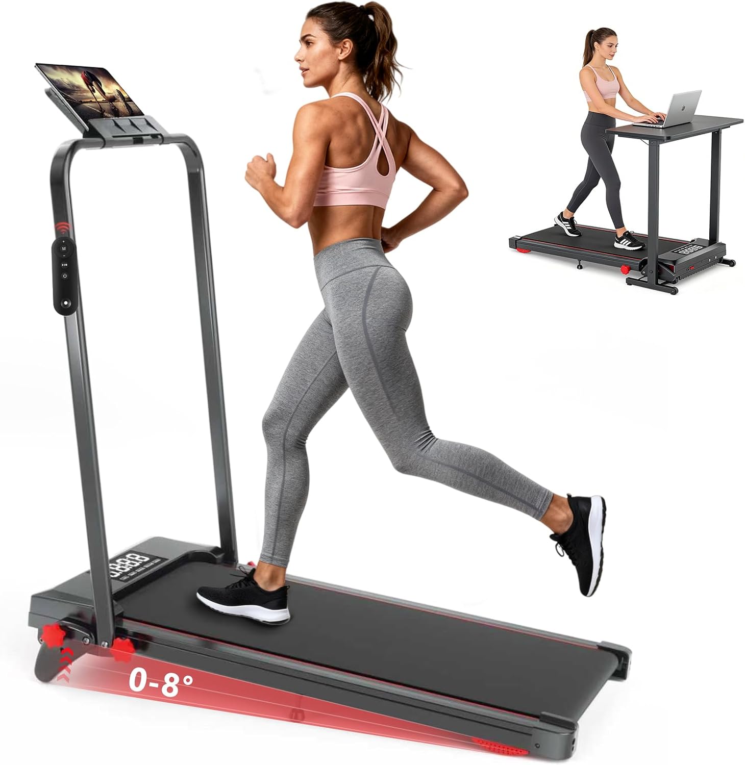 Walking Pad Treadmill - Foldable Under Desk Design with Incline & Remote Control | 7.5 MPH for Home Office