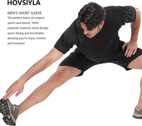 HovSiyla Men's Running Shirts - Dry Fit Athletic Tops for Cool, Breathable Workouts | 1/5 Pack