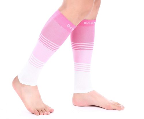 Doc Miller Calf Compression Sleeve for Men & Women – 20–30 mmHg Graduated Compression, Footless Compression Socks Alternative for Running, Shin Splints, Swelling, Varicose Veins –Calf Support, 1 Pair