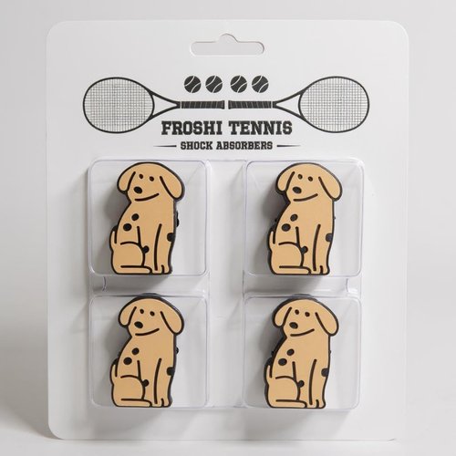FROSHI Tennis Vibration Dampeners Shock Absorbers Performance Accessory Gift Fun Design 4-Pack Match with Your Doubles Partner! (Dog)