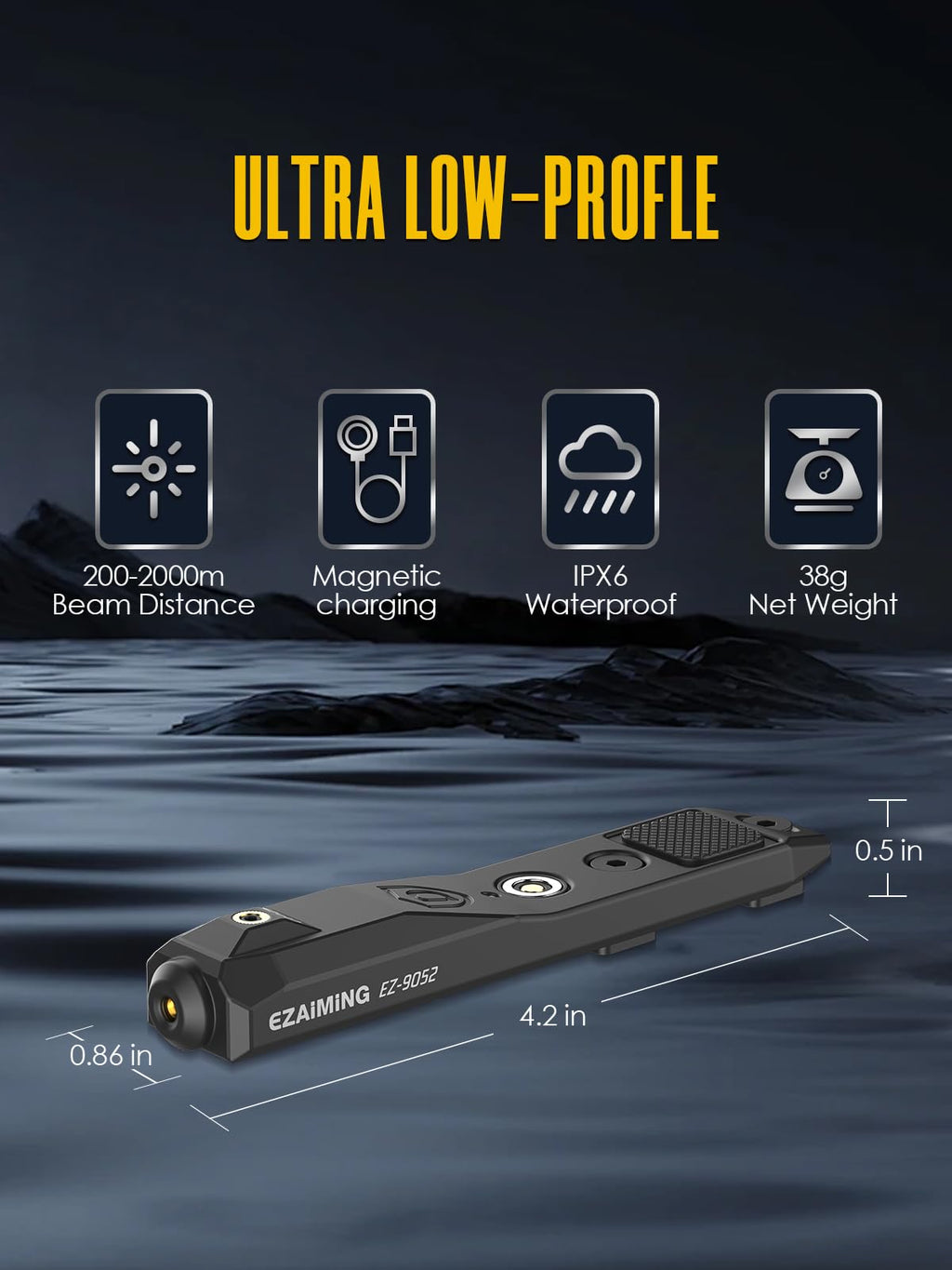 EZAIMING Low Profile Green Rifle Laser Sight for Mlok Rail