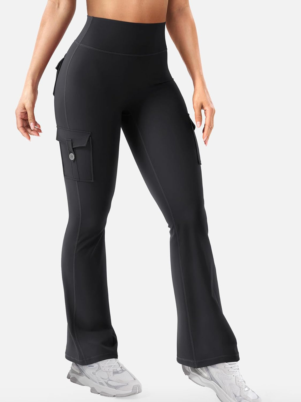 YEOREO CoreFlex Women's High-Waisted Flare Leggings - Hidden Pockets & No Front Seam for Ultimate Comfort