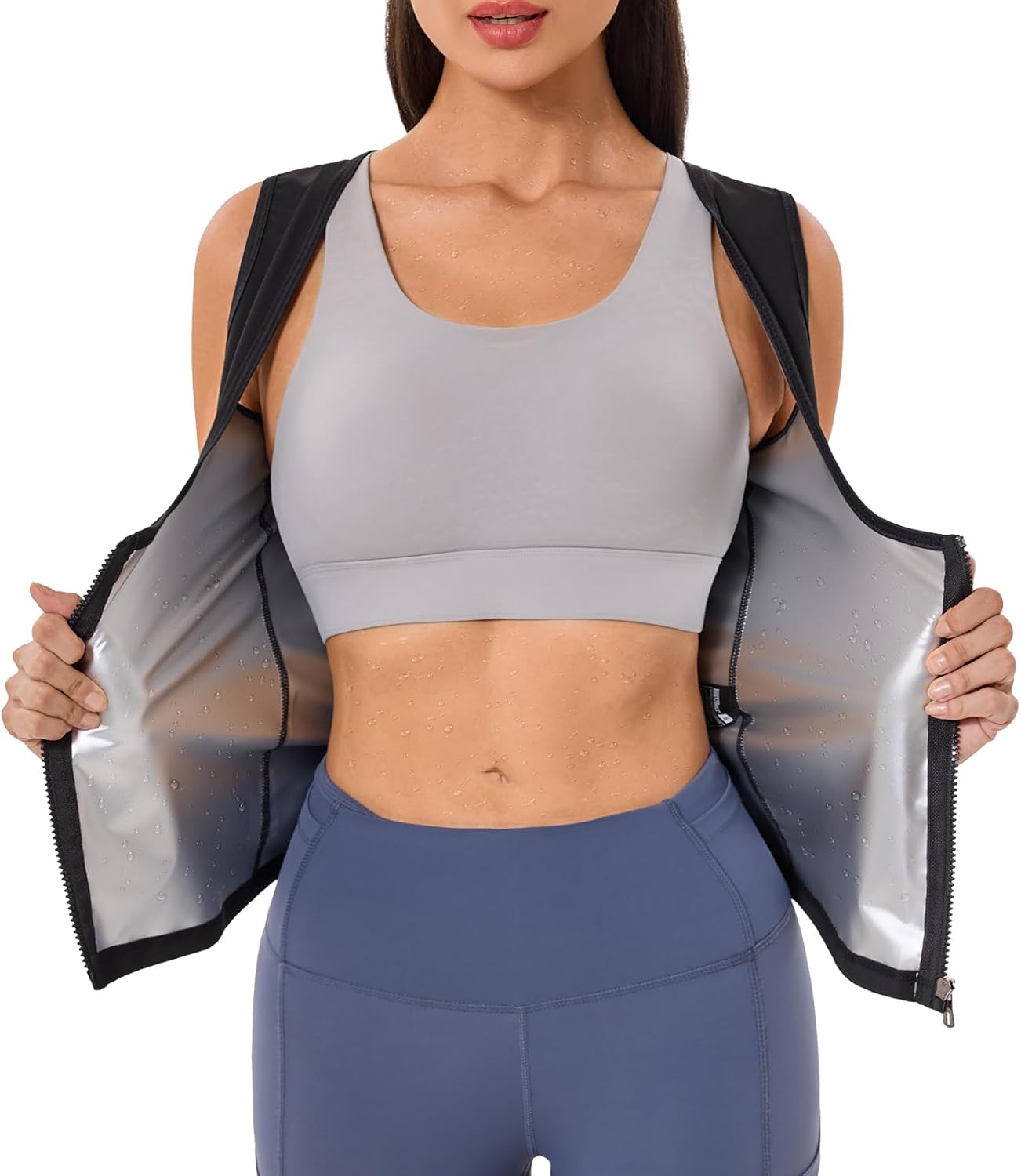 Skiennix Sauna Suit for Women - Weight Loss Sweat Vest with Zipper | Sleeveless Compression Tank Top
