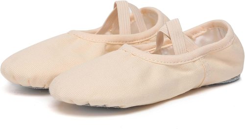 Danzcue Ballet Shoes for Girls - Soft Canvas & PU Leather Dance Slippers | Non-Slip Soles for Toddlers & Kids