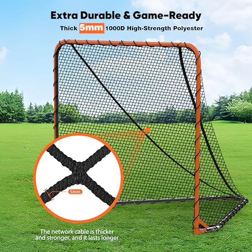 Black 5mm Lacrosse Goal Net Replacement 6'x6'x7' for Heavy-Duty Practice