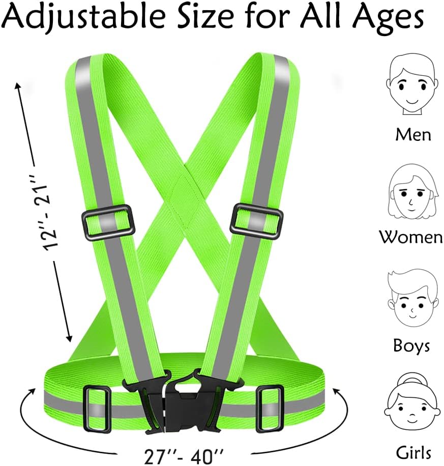 Skiennix High Visibility Reflective Vest - Adjustable Safety Gear for Running, Walking & Night Cycling